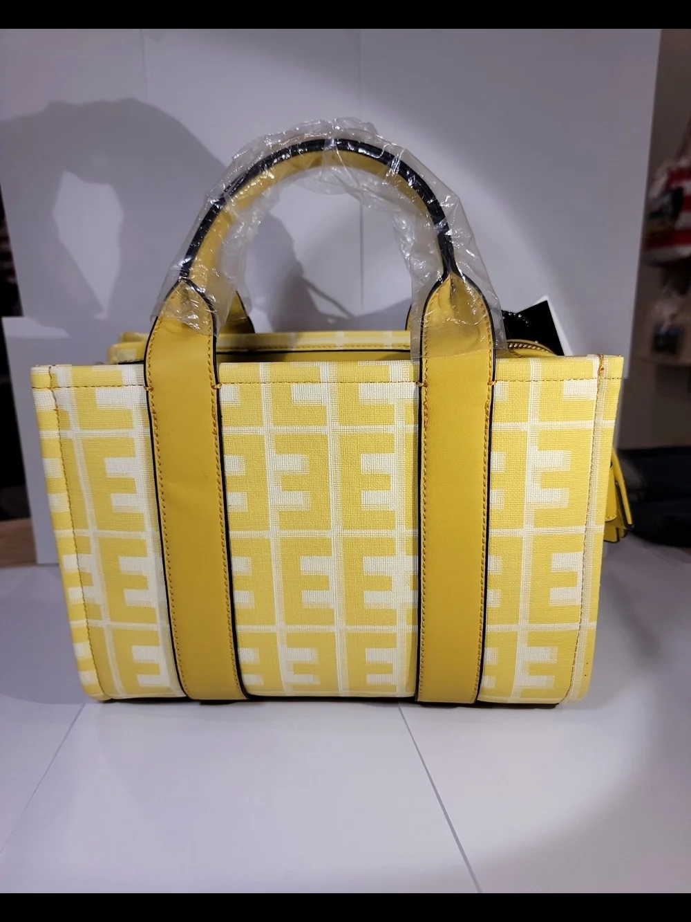 Classic Fashion Yellow Monogram Tote Bag w/Wallet & Crossbody Strap NWT